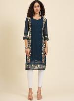 Georgette Black Festival Wear Lucknowi Chikankari Work Readymade Kurti